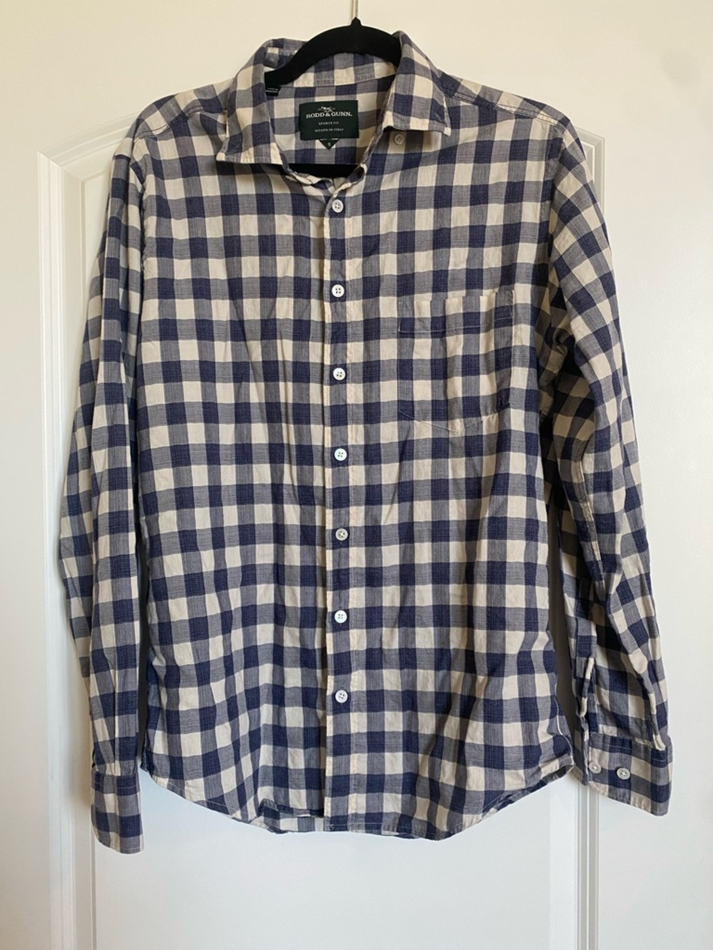 Rodd & Gunn Sports Fit Blue and Cream Check Cotton Button-Down Shirt
